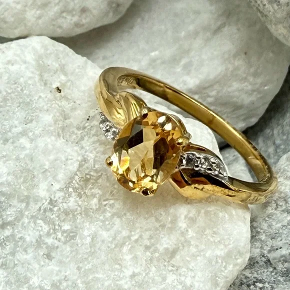 Brazilian Citrine Ring 1.25CTW 14K YG Over 925 Silver Sz 9 NWT - Picture 9 of 17
